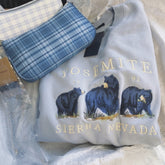 Sudadera holgada con bordado del Parque Nacional del Oso Azul Lindo